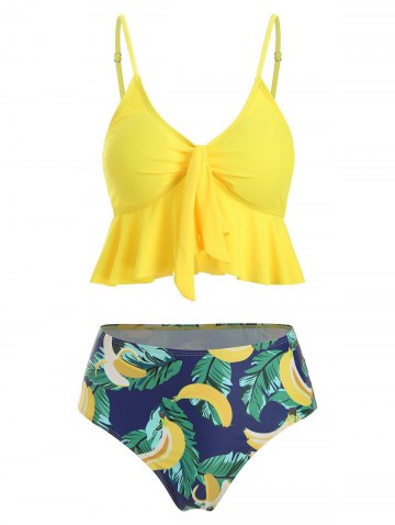 Banana Leaves Knotted Padded Tankini Set