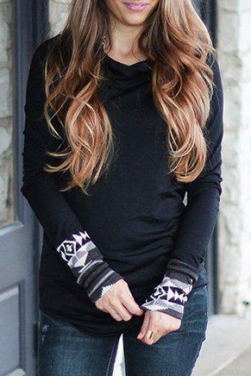 Chic Hooded Long Sleeve Printed Women's Hoodie