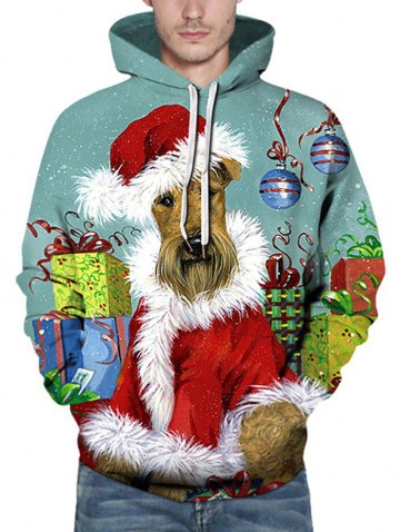 Christmas Dog Gifts Print Kangaroo Pocket Hoodie