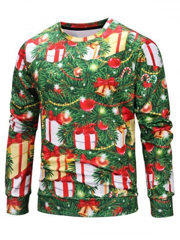 Christmas Tree Decoration Print Loose Sweatshirt