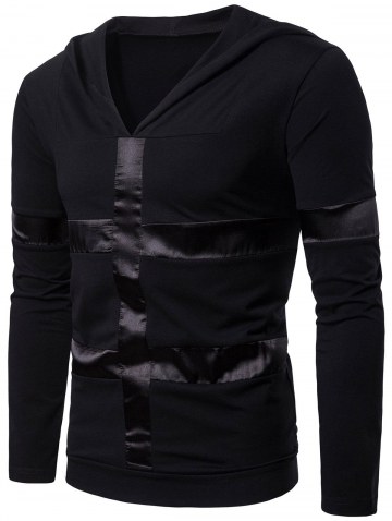 Color Block Stripes Patch Design Hoodie