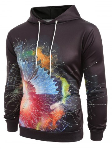 Colorful Printed Pouch Pocket Pullover Hoodie