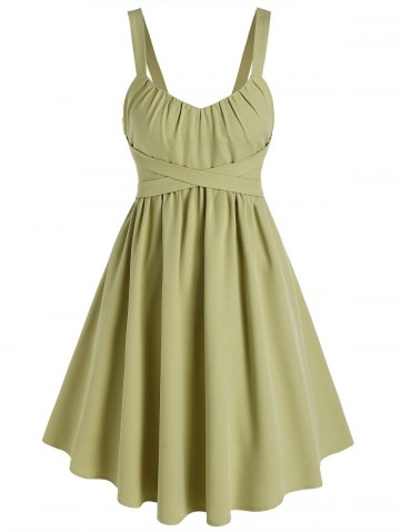 Crisscross Ruched Knee Length Dress