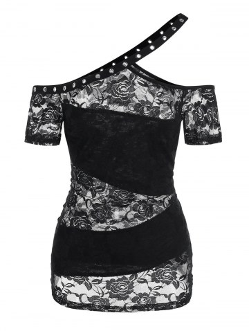 Cut Out Flower Lace Party T-shirt