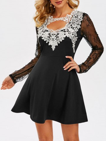 Cut Out Lace Insert Prom Dress