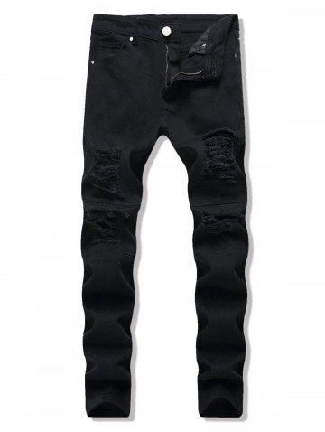 Distressed Dark Wash Tapered Jeans