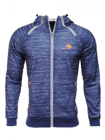 Elbow Patch Hooded Zipper Design Flocking Hoodie