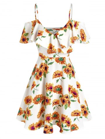 Flower Pattern Flounce High Waist Sundress