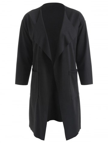Front Pockets Turn Down Collar Coat