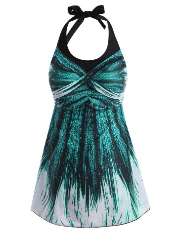 Halter Ombre Twisted Backless Tankini Swimwear