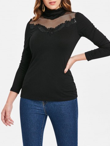 High Roll Collar Mesh Long Sleeve T-shirt