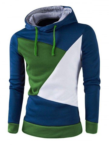 Izzumi Stylish Color Block Spliced Slim Fit Casual Long Sleeve Hoodies For Men