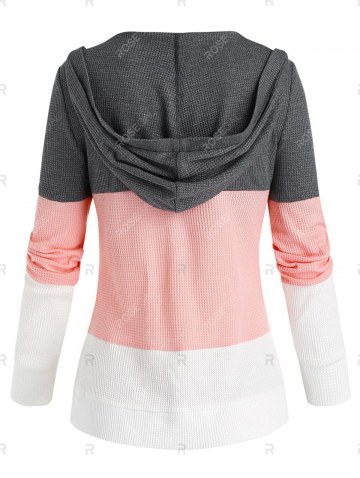 Lace Up Colorblock Casual Hoodie