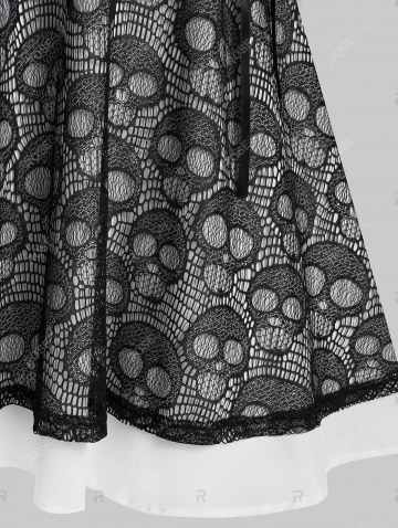 Lace Up Skull Pattern Lace Mini Cami Dress