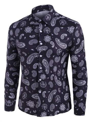 Paisley Print Long Sleeve Button Up Shirt