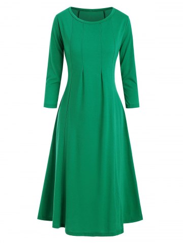 Pintuck Detail Trapeze Midi Dress