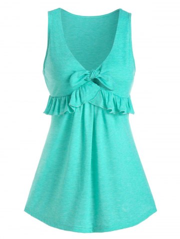 Plunging Neckline Ruffled Tank Top