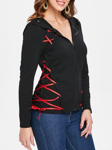 Ribbons Side Zip Up Hoodie