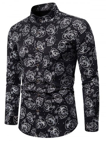 Santa Claus Gilding Print Long-sleeved Shirt