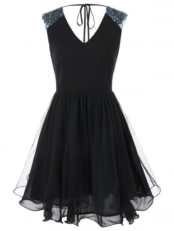 Sequined Mini Ball Gown Dress