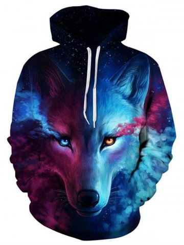 Star Sky Wolf Digital Print Sweater Couples Baseball Wear Hooded Hoodie