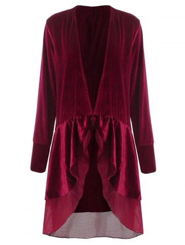 Stylish Long Sleeve Swingy Velvet Women's Coat