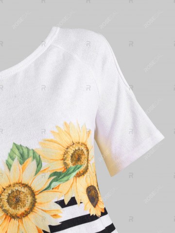 Sunflower Striped Leopard Cold Shoulder Top
