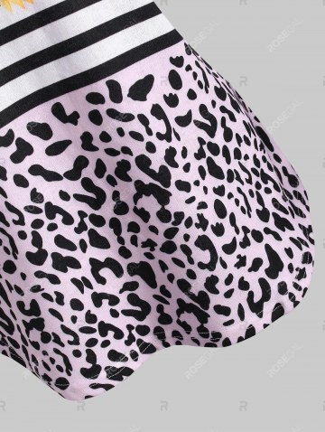 Sunflower Striped Leopard Cold Shoulder Top