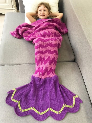 Winter Warmth Wavy Design Knitted Bedding Fish Tail Blanket