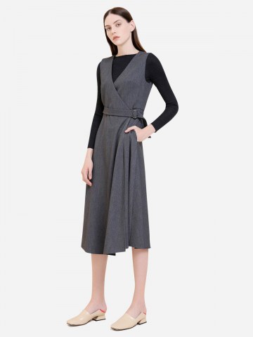 Zan.style Sleeveless Belted Dress Coat