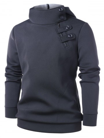 Zip Embellished Pullover Hoodie